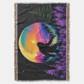 Sasquatch Rainbow Mountain Maan Muur Klok Deken (Voorkant Verticaal)