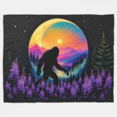 Sasquatch Rainbow Mountain Maan Muur Klok Fleece Deken (Voorkant (Horizontaal))