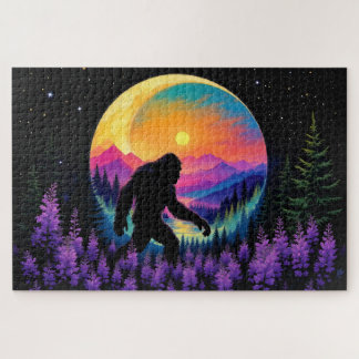 Sasquatch Rainbow Mountain Maan Muur Klok Legpuzzel