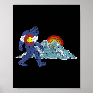 Sasquatch retro staatsvlag Colorado Rocky Mountain Poster