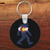 Sasquatch Retro Staatsvlag Colorado Rocky Mountain Sleutelhanger (Voorkant)