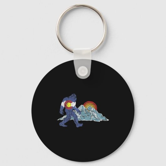 Sasquatch Retro Staatsvlag Colorado Rocky Mountain Sleutelhanger (Voorkant)