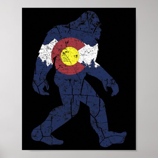 Sasquatch Retro State Flag Colorado Rocky Mountain Poster (Voorkant)