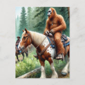Sasquatch rijdt op een paard briefkaart (Voorkant)