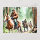 Sasquatch rijdt op een verfpaard op een trailride briefkaart (Voorkant)