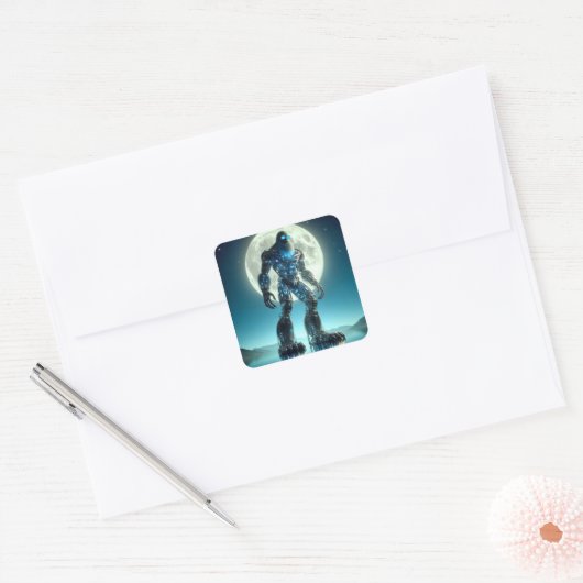 Sasquatch-robot Vierkante Sticker (Envelop)