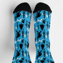 Sasquatch rondstampend in het bos Bigfoot Blauw Sokken
