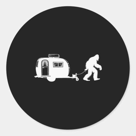 Sasquatch Rv Motorhome Camng Bigfoot Campervan Fun Ronde Sticker (Voorkant)