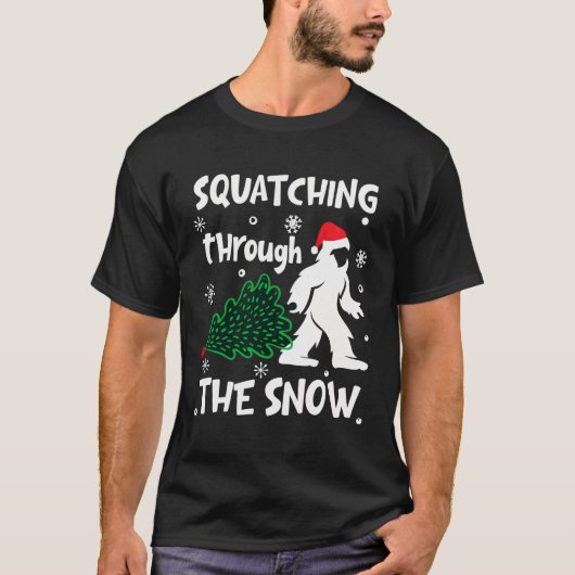 Sasquatch sa met sneeuwkerst t-shirt (Voorkant)