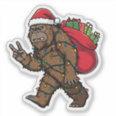 Sasquatch Santa: Funny Bigfoot Christmas Holiday Sticker (Voorkant)