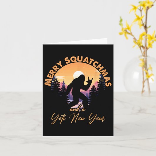 Sasquatch Santa Yeti Merry Squatchmas Bigfoot Chri Kaart (Gele Bloem)