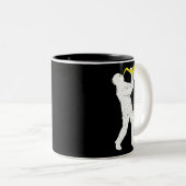 Sasquatch saxofonist saxofonist jazz messing tweekleurige koffiemok (Voorkant rechts)