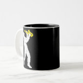 Sasquatch saxofonist saxofonist jazz messing tweekleurige koffiemok (Voorkant links)