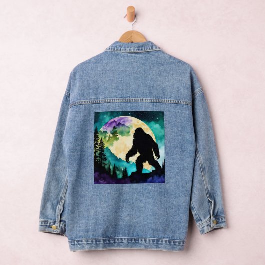 Sasquatch Silhouet Wandelen op de Berg-Maan Denim Jacket (Hangar)