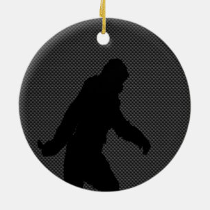 Sasquatch Silhouette op de afdruk van koolstofveze Keramisch Ornament