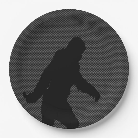 Sasquatch Silhouette op de afdruk van koolstofveze Papieren Bordje (Voorkant)