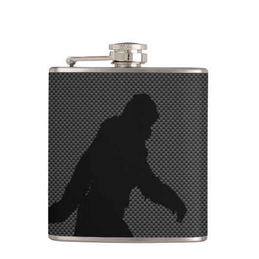 Sasquatch Silhouette op koolstofvezeldecor Heupfles (Voorkant)