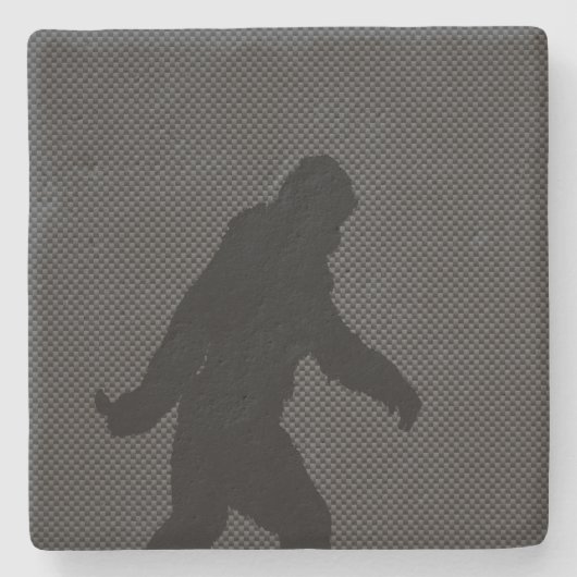 Sasquatch Silhouette op koolstofvezeldecor Stenen Onderzetter (Voorkant)