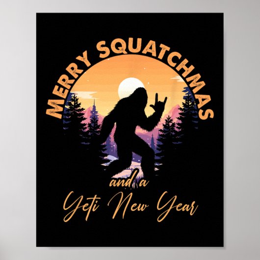 Sasquatch Sinterklaas Yeti Prettig Squatchmas Bigf Poster (Voorkant)