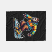 Sasquatch Ski Avontuur Bigfoot Winterpret Fleece Deken (Voorkant (Horizontaal))