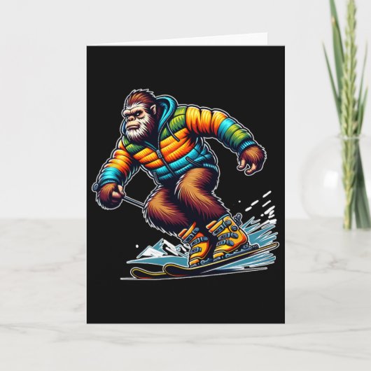 Sasquatch Ski Avontuur Bigfoot Winterpret Kaart (Voorkant)