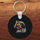 Sasquatch Ski Avontuur Bigfoot Winterpret  Sleutelhanger (Voorkant)
