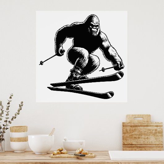 Sasquatch Skiing Poster (Keuken)