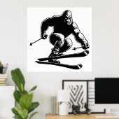 Sasquatch Skiing Poster (Thuiskantoor)