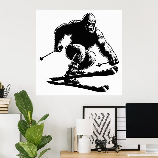 Sasquatch Skiing Poster (Thuiskantoor)