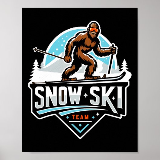 Sasquatch Sneeuw Ski Team Sneeuwscooter Bigfoot Ca Poster (Voorkant)