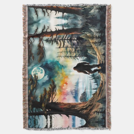 Sasquatch Staand onder het maanlicht Deken (Voorkant Verticaal)