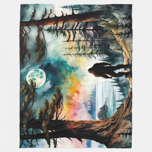 Sasquatch Staand onder het maanlicht Fleece Deken (Voorkant)