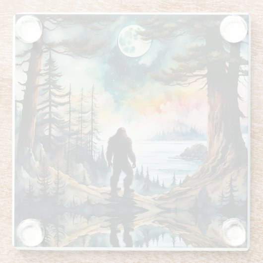 Sasquatch Staand onder het maanlicht Glazen Onderzetter (Achterkant)