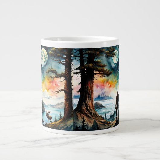 Sasquatch Staand onder het maanlicht Grote Koffiekop (Voorkant)