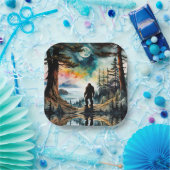 Sasquatch Staand onder het maanlicht Papieren Bordje (Feest)