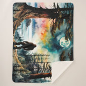 Sasquatch Staand onder het maanlicht Sherpa Deken (Voorkant)