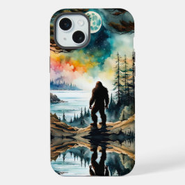 Sasquatch staand op een bergkam met uitzicht op de iPhone 15 plus case