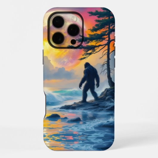 Sasquatch staand op een oceaanstrand iPhone hoesje (Achterkant)