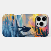 Sasquatch staand op een oceaanstrand iPhone hoesje (Achterkant horizontaal)