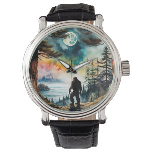 Sasquatch Staand op Ridge met uitzicht op de oceaa Horloge