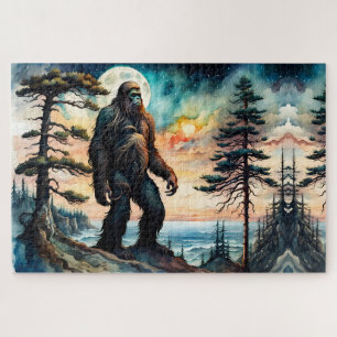 Sasquatch Staand op Ridge met uitzicht op de oceaa Legpuzzel