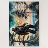 Sasquatch Staand op Ridge met uitzicht op de oceaa Legpuzzel (Verticaal)