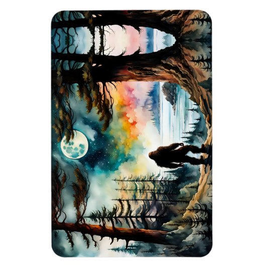 Sasquatch Staand op Ridge met uitzicht op de oceaa Magneet (Verticaal)