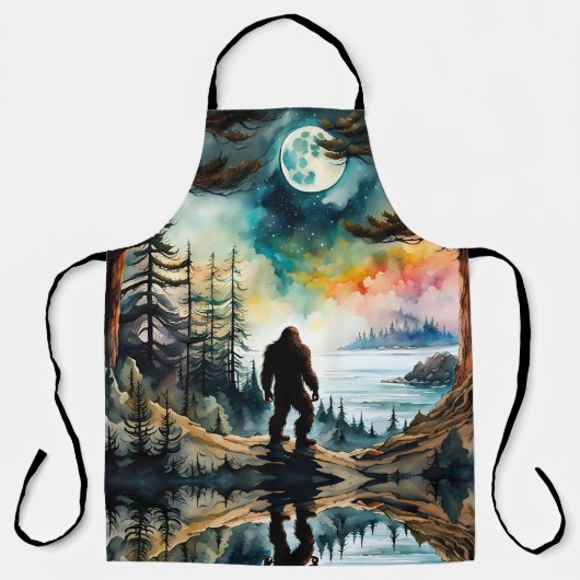 Sasquatch Staand op Ridge met uitzicht op de oceaa Schort (Voorkant)