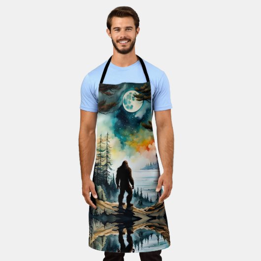 Sasquatch Staand op Ridge met uitzicht op de oceaa Schort (Gedragen)