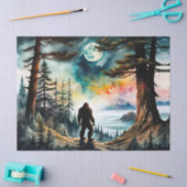 Sasquatch Staand op Ridge met uitzicht op de oceaa Tissuepapier (Craft)