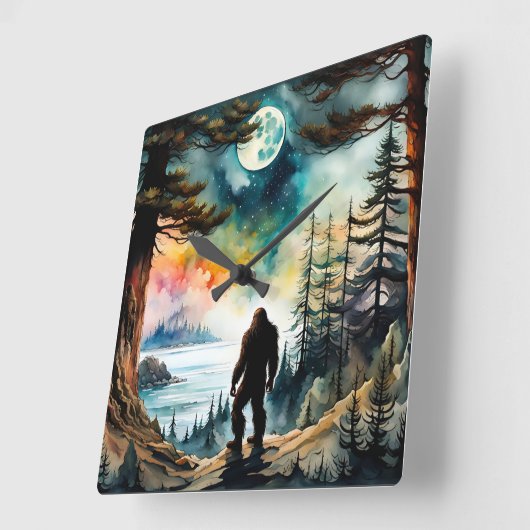 Sasquatch Staand op Ridge met uitzicht op de oceaa Vierkante Klok (Hoek)