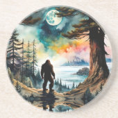 Sasquatch Staand op Ridge met uitzicht op de oceaa Zandsteen Onderzetter (Voorkant)