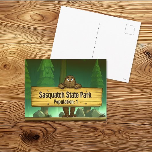 Sasquatch State Park Ansichtkaart – Grappige Bigfo Briefkaart