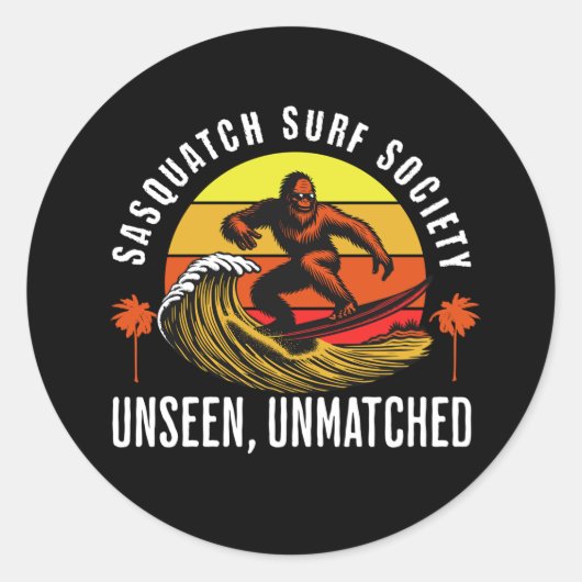 Sasquatch Surf Society Unseen Bigfoot Ronde Sticker (Voorkant)